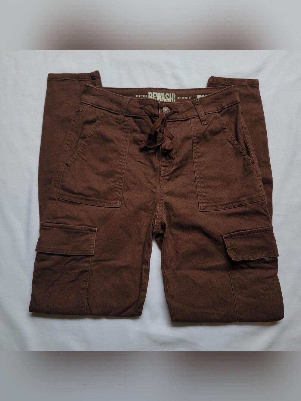 Rewash Womens Pants Brown Mid Rise Cargo Skinny Jeans 1/25